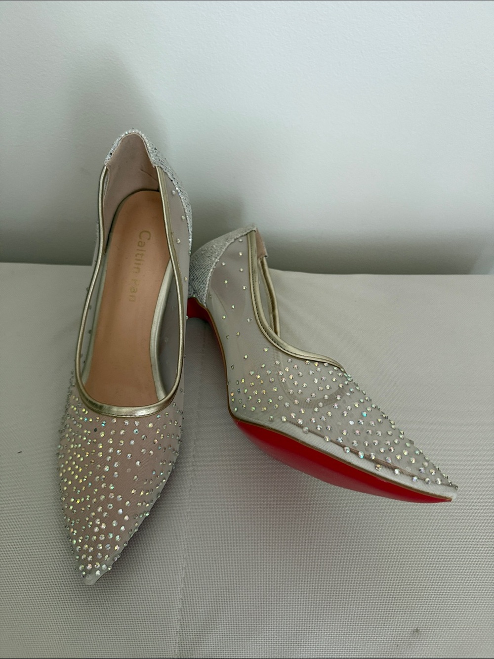 Caitlyn Pan Ivory Crystal Pointed high heels